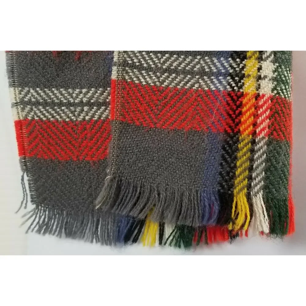 II) Women's Tartan Plaid Checkered Fringed Tassel Scarf Red Black